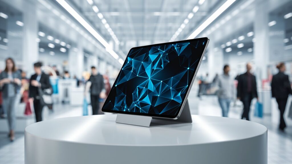POS software running on a sleek tablet in a modern retail store