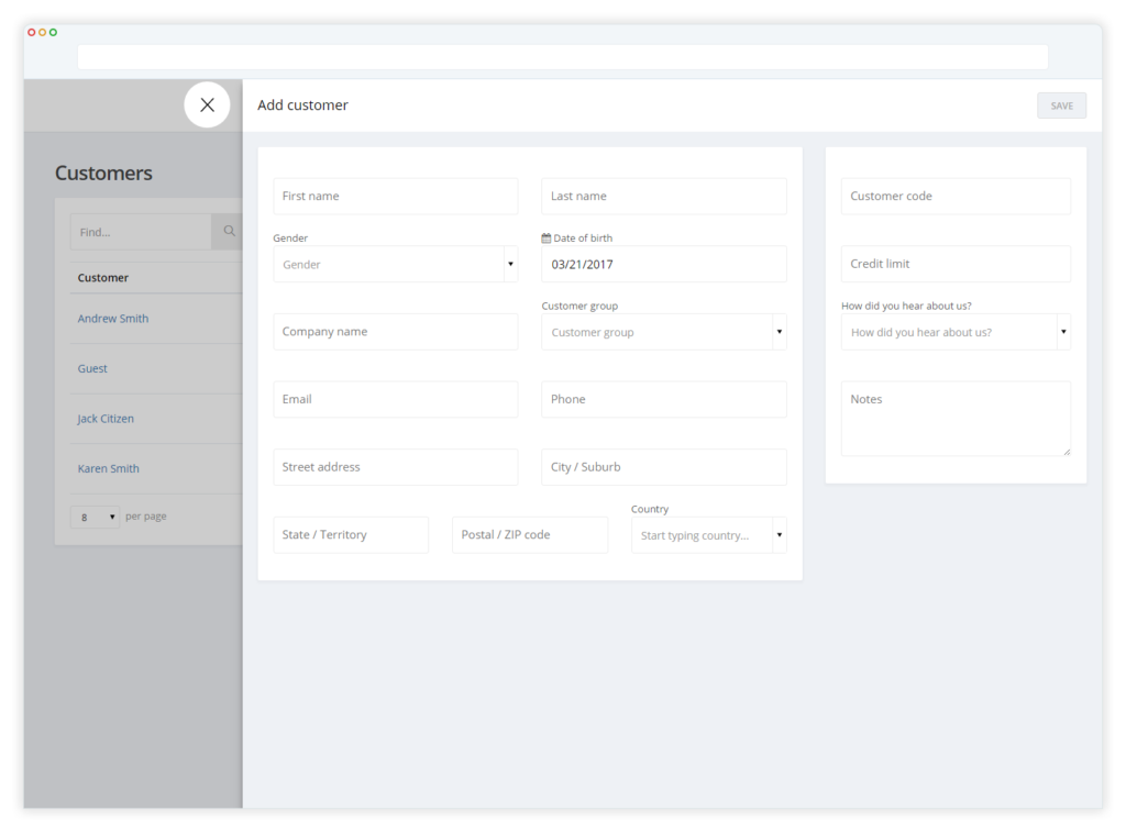 Add new customers on-the-fly