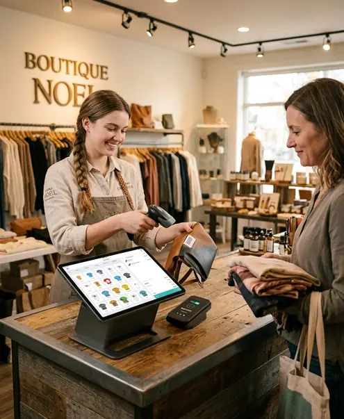 Kiosk POS with compact hardware