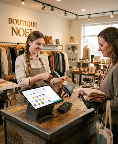 Kiosk POS with compact hardware
